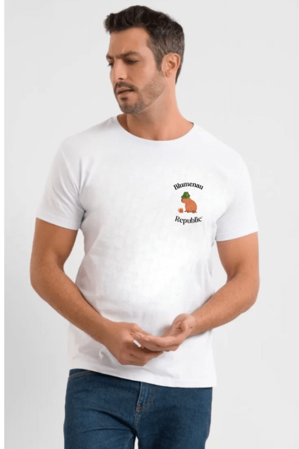 Camiseta Blumenau Republic Oktoberfest Branca Lateral