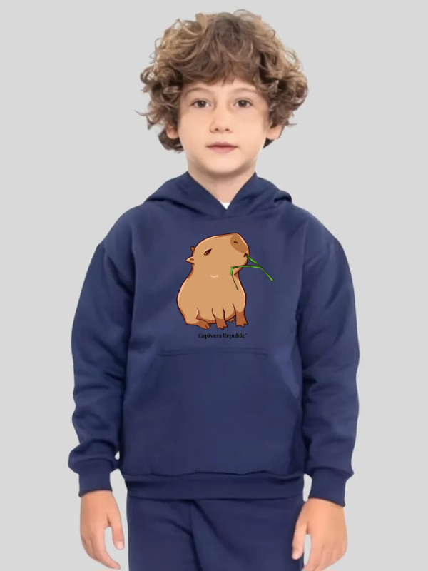 Moletom com Capuz Infantil Capivara Republic® Capi Capim - Marinho