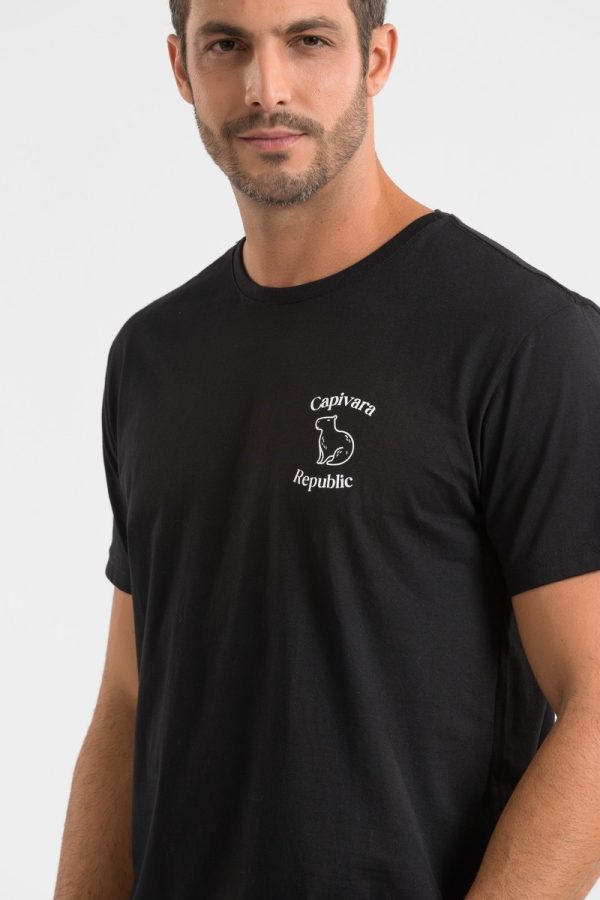 Baby Look e Camiseta Masculina Capivara Republic® Brasão Preta
