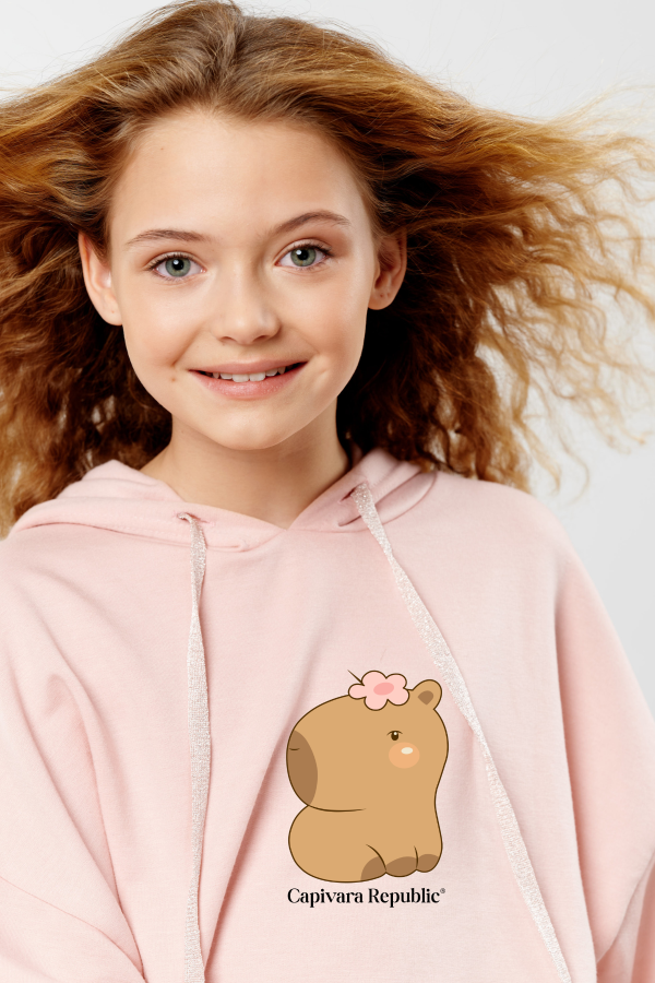 Moletom com Capuz Infantil Capivara Republic® Capi Flor Cabeça