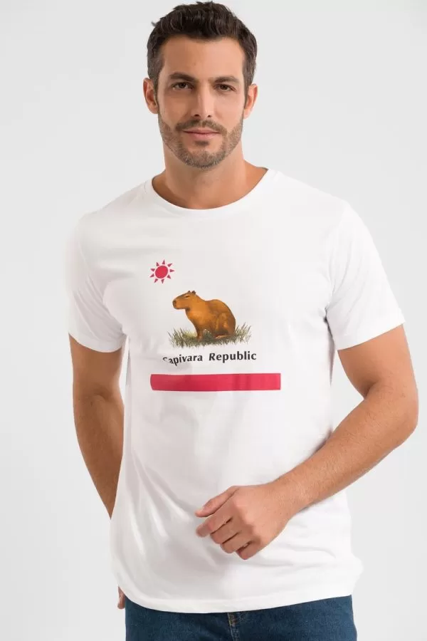 Camiseta Capivara Republic® - Bandeira Branca
