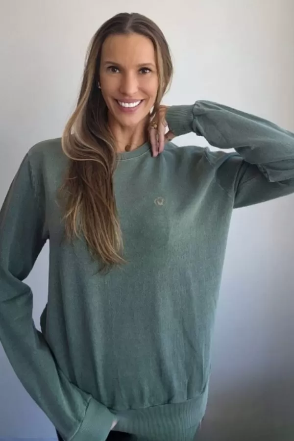 Casaco Suéter Capivara Republic Bordado Verde